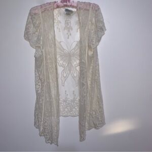 REBELLION Lace Floral Robe Beach Cover Festival Kimono Boho Cardigan 1X